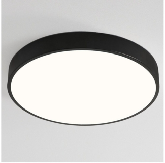 Natsen Deckenleuchte LED Deckenlampe Flach Rund lampe, 24W, LED fest integriert, Warmweiß 3000K, nicht dimmbar, Schwarz 30*30*4cm für Schlafzimmer Wohnzimmer Küche Büro Flur Diele