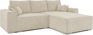 MOEBLO Ecksofa ERNO II, L-förmiges Schlafsofa aus Samtstoff mit Bettkasten und Kissen, Komfortable Couch für Wohnzimmer, Sofagarnitur Eckcouch mit Schlaffunktion, mit Schlaffunktion und Bettkasten