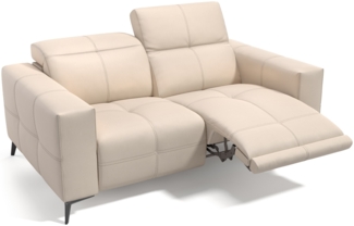 Sofanella Ledersofa MARBELLA 2-Sitzer italienisch verstellbar in Creme