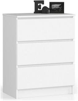 Home Collective Kommode 60 cm breit Holz Highboard Sideboard für Flur Schlafzimmer Wohnzimmer (Kommode Schlafzimmer Kommode mit Schubladen Holz Schrank), Kinderzimmer Organizer, 77 cm hoch mit 3 Schubladen weiß