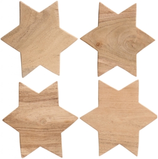 Ib Laursen - 4er Set Untersetzer für Gläser Flaschen Holz Stern 17105-00