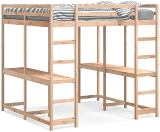 vidaXL Hochbett mit Schreibtisch & Leiter 160x200 cm Massivholz Kiefer 3284233