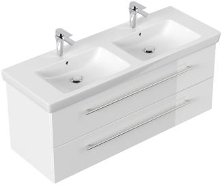 Badmöbel mit Villeroy & Boch Subway 2.0 Waschbecken 130 cm A weiss hochglanz : Weiss hochglanz