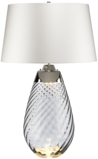 Elstead Lighting Lena Tischleuchte Large 2-Light Rauchglas Nickel Stoffschirm Altweiß 74cm