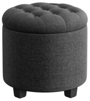 SONGMICS Sitzhocker rund, Fußhocker mit Stauraum, Schminkhocker mit Beinen, 45 cm d, 44,5 cm H, bis 150 kg belastbar, für Wohnzimmer Schlafzimmer, dunkelgrau LOMDE011G01V1