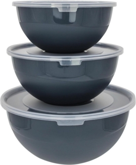 Centi Rührschüssel NOVARA Schüssel-Set mit Deckel, Kunststoff, (3-tlg), – 2 l, 3 l, 5 l – mit Deckel – anthrazit –