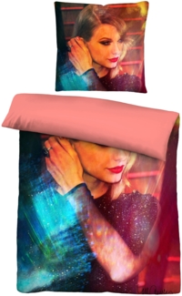 SID MAURER Mikrofaser Bettwäsche 0561805 TAYLOR SWIFT, rubin, 1x 135x200 cm + 1x 80x80 cm