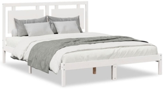 vidaXL Massivholzbett Extra Lang ohne Matratze Weiß 140x210 cm 3309188