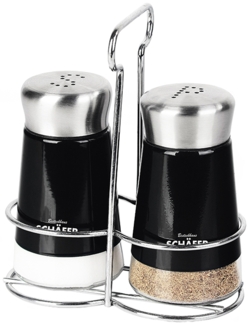 3-Teilig Salzstreuer Pfefferstreuer Set Gewürzstreuer Salz Pfeffer Menage Schwarz