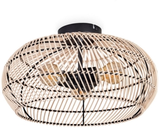 hofstein Deckenleuchte moderne Deckenlampe aus Metall/Bambus in Schwarz/Natur/Dunkelbraun, ohne Leuchtmittel, Deckenleuchte, Lichteffekt, Ø 40cm, 3xE27, ohne Leuchtmittel