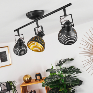 hofstein Deckenleuchte »Mitterthal« Deckenlampe, Metall, Schwarz/Goldfarben, ohne Leuchtmittel, Retro/Vintage-Design mit Lichteffekt, E14, verstellbare Strahler