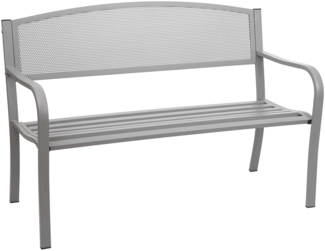 Gartenbank HWC-F52, Bank Parkbank Sitzbank, 2-Sitzer pulverbeschichteter Stahl ~ grau