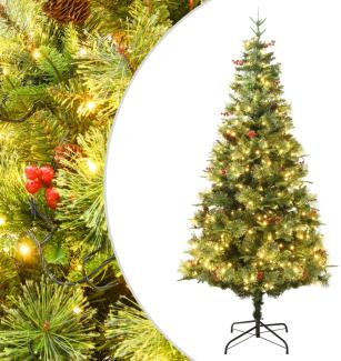 vidaXL Weihnachtsbaum mit Beleuchtung und Kiefernzapfen Grün 225 cm 344290