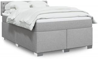 vidaXL Boxspringbett mit Matratze Hellgrau 140x200 cm Stoff 3288218