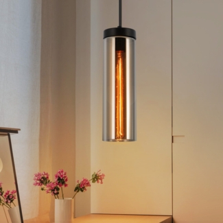 ZMH Hängeleuchte Wohnzimmer Hängelampe Vintage - 1 Flammig Pendelleuchte Höhenverstellbar Esstischlampe Hängend E27 Schwarz Glas Pendellampe für Esstisch Schlafzimmer küche (ohne Leuchtmittel)