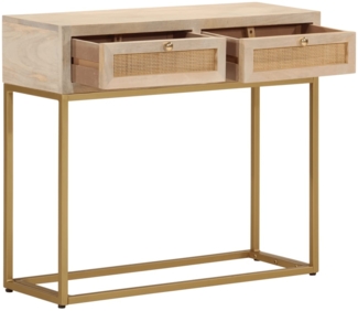 vidaXL Konsolentisch 90x30x76 cm Massivholz Mango und Eisen 372023