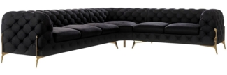 S-Style Möbel Ecksofa Chesterfield Ashley mit Goldene Metall Füßen, Die Eckeinheit kann entweder rechts- oder linkshändig sein, mit Wellenfederung