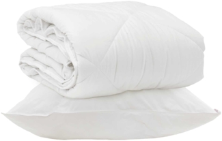 vidaXL Ganzjahresbettdecke mit Kissen 2 pcs Weiß Mikrofaser 3376564