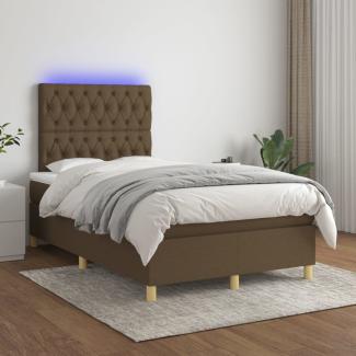 Boxspringbett mit Matratze & LED Stoff Dunkelbraun 120 x 200 cm, Härtegrad: H2 [3135664]