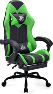 Gaming Stuhl Bürostuhl Drehstuhl PC Stuhl (Grün) mit Fußstütze