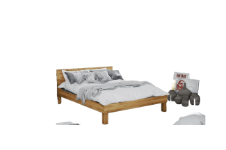 Bett Ringo 1 Sonderlänge 140x220 Wildeiche massiv m. Holzkopfteil und Holzbeinen