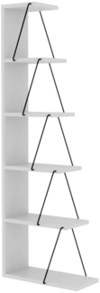 Dmora Bücherregal Erminia, Büroregal, Mobiler Buchhalter, Bücherbrett, 50x22h150 cm, Weiß und Schwarz