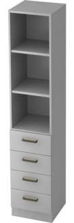 bümö office Aktenschrank Regal mit Schubladen, Büroschrank schmal aus FSC-Holz, 40cm breit in grau - Aktenregal & Schubladenschrank mit Relinggriffen, Büro Möbel Schrank System, 7600-5-5-SG