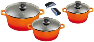 KING Topf-Set, Aluminiumguss (Set, 6-tlg, 1x Kochtopf Ø 16 cm, 1x Kochtopf Ø 24 cm, 1x Kochtopf Ø 20 cm), mit gratis Henkelpads, Induktion