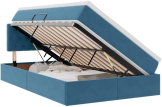 vidaXL Aufbewahrungsbett mit Matratze Blau 120 x 190 cm Samt 3370807