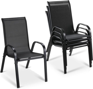 TLGREEN Stapelstuhl Gartenstühle Stapelstuhl,Camping Stapelbar Hochlehner, (Terrassenstuhl Textilene Stahlgestell für Gärten Innenhöfe Balkone Restaurants, 4 St), 150 kg Belastbar 54 x 69 x 93cm