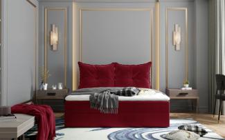 Boxspringbett Schlafzimmerbett PERLA 200x200cm Stoff Rot