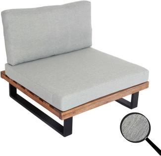 Lounge-Sessel HWC-H54, Garten-Sessel, Spun Poly Akazie Holz FSC®-zertifiziert Aluminium ~ hellbraun, Polster hellgrau