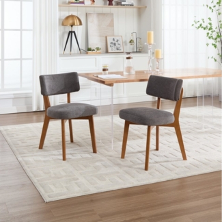 OKWISH 4-Fußstuhl Esszimmerstuhl (2er-Set mit Massivholzbeinen & gepolstertem Stoff), Polsterstuhl, ergonomisch