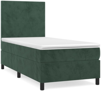 vidaXL Boxspringbett mit Matratze Dunkelgrün 90x190 cm Samt 3142878