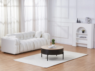 Vente-unique - Couchtisch mit hochklappbarer Tischplatte - MDF & Metall - Schwarz & Natur - NIMORA