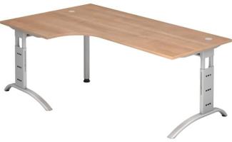 Winkeltisch FS82 C-Fuß 200x120cm 90° Nussbaum Gestellfarbe: Silber