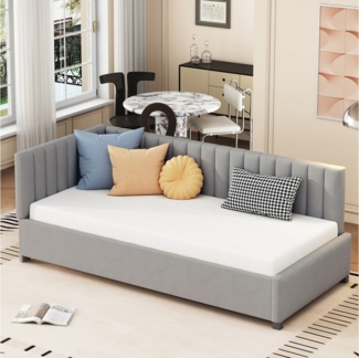 HAUSS SPOLE Schlafsofa Sofabett 90 x 200cm mit Lattenrost Hautfreundlicher Samtstoff Grau, Multifunktionsbett mit Lattenrost Hautfreundlicher Samtstoff, ohne Matratze