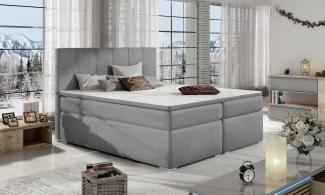 Stylefy Jupiter Boxspringbett Hellgrau Strukturstoff INARI 140x200 cm