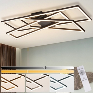 Nettlife LED Deckenleuchte Schwarz Eckig Wohnzimmer Dimmbar Modern 36/45W mit Fernbedienung, Dimmbar mit Fernbedienung, LED fest integriert, Farbwechsler, Metall Deckenlampe für Schlafzimmer Küche Flur Büro Kinderzimmer