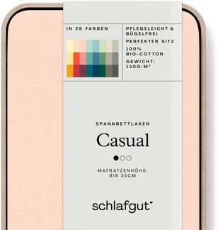 Schlafgut 'Casual' Spannbettlaken, für Matratzen bis 25 cm Höhe, 100% Bio-Baumwolle, Red Light, S 90x190 cm - 100x200 cm