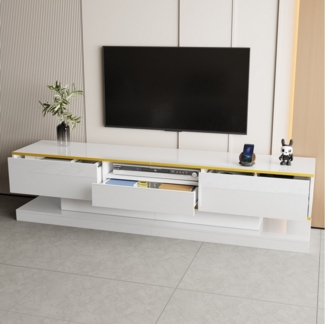 STILVORA Lowboard TV-Schrank mit 3 Schubladen&Fach,TV-Lowboard mit LED&Hochglanz,weiß (Wohnzimmermöbel, Fernsehschrank, Low-Panel, 1 St, 3 Schubladen, 1 offenen Fach), mit farbwechselnden LED-Leuchten