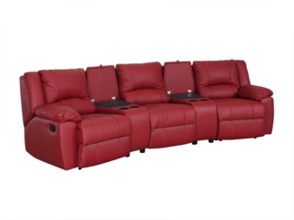 Relaxsofa 3-Sitzer AROMA - Leder - Rot