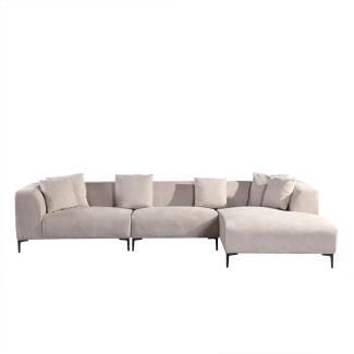 HOME DELUXE Ecksofa TORINO - 344 x 178 cm Beige Rechts