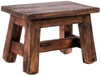 DESIGN DELIGHTS Rustikaler FUSSHOCKER Monte | 21 x 30 x 20 cm (HxBxT), Mahagoni Recyclinholz | Holzhocker | Farbe: 02 Hellbraun