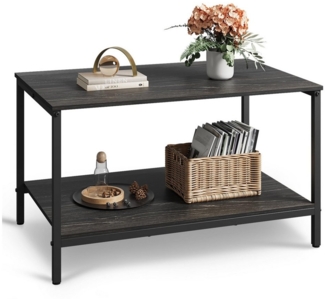 WLIVE Couchtisch Kleiner Wohnzimmertisch im Vintage-Industrial Design, (80 cm Sofatisch im Vintage Industrie Design mit Metallgestell, 80 × 46 × 50 cm, 1 Tisch), 2 Ablagen, Metallgestell, verstellbare Füße, 60 kg Tragkraft