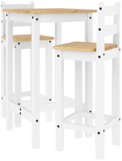 vidaXL 3-tlg. Bar-Set Weiß Massivholz Kiefer 4005689