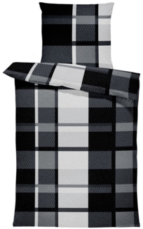One Home Bettwäsche Modern, Fleece, 4 teilig, Kariert, kuschelig flauschig warm weich Winter Normalgröße