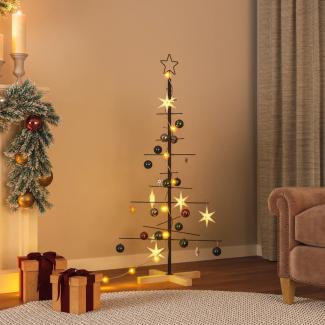 vidaXL Weihnachtsbaum Metall mit Holzständer Schwarz 120 cm 359603