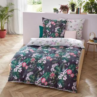 Kaeppel Mako-Satin Bettwäsche Pina Colada schwarz|155x220 cm + 80x80 cm