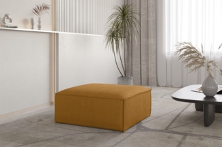 Polsterhocker Designerhocker CELES PREMIUM 105x105 cm in Stoff Scala Senfgelb